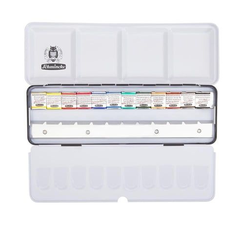 Schmincke Horadam Aquarell Ekstra Boşluklu Metal Kutu Artist Sulu Boya Seti 12 X Yarım Tablet 74412