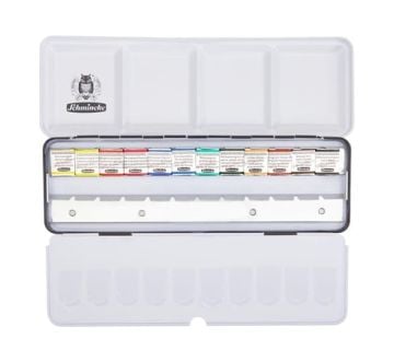 Schmincke Horadam Aquarell Ekstra Boşluklu Metal Kutu Artist Sulu Boya Seti 12 X Yarım Tablet 74412