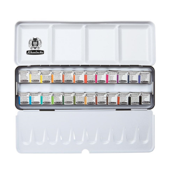 Schmincke Akademie Aquarell Metal Kutu Sulu Boya Seti 24 x Yarım Tablet 75424