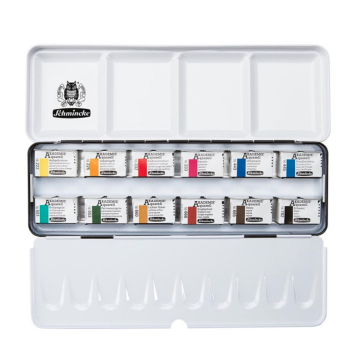 Schmincke Akademie Aquarell Metal Kutu Sulu Boya Seti 12 X Tam Tablet 75312