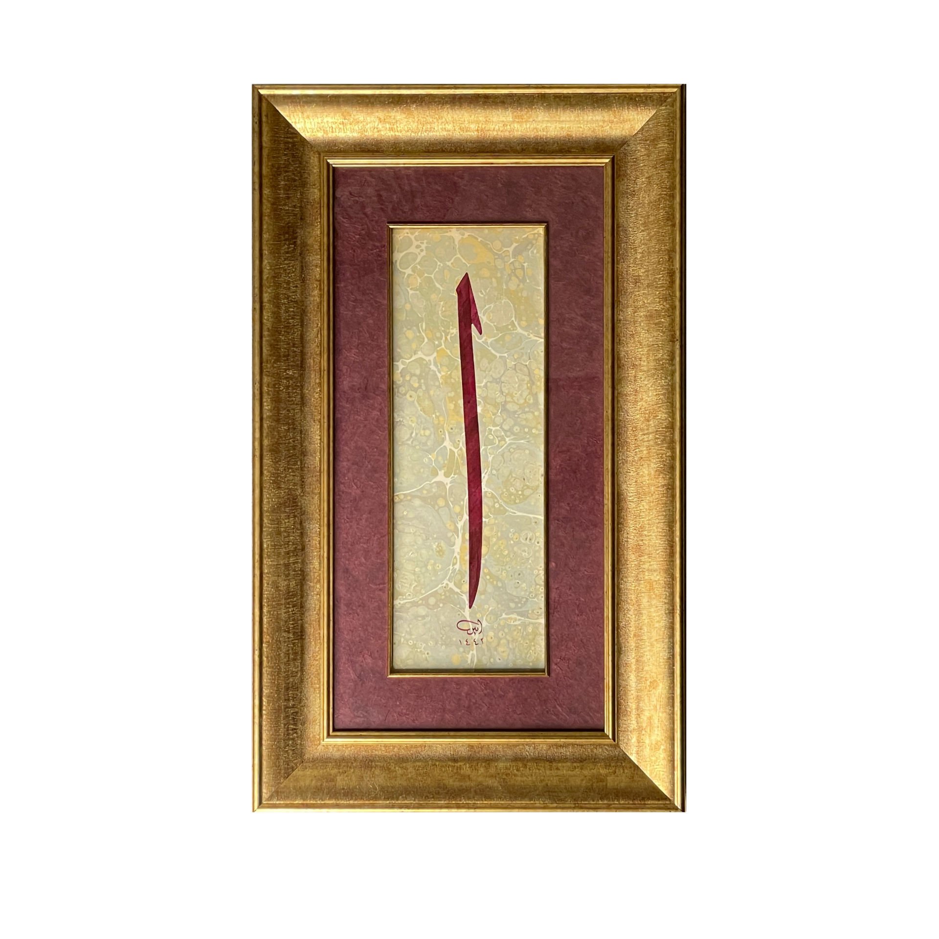 ÇERÇEVELİ AYTEN TİRYAKİ ELİF HARFİ  43X72 CM PASPARTOLU ORİJİNAL
