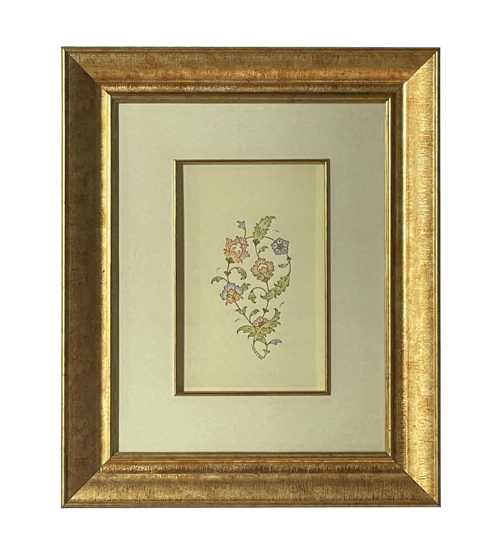 ÇERÇEVELİ Z. MERVE TİRYAKİ TEZHİP ÇALIŞMASI  38X47 CM PASPARTOLU ORİJİNAL