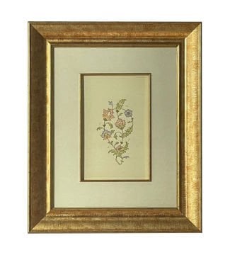 ÇERÇEVELİ Z. MERVE TİRYAKİ TEZHİP ÇALIŞMASI  38X47 CM PASPARTOLU ORİJİNAL