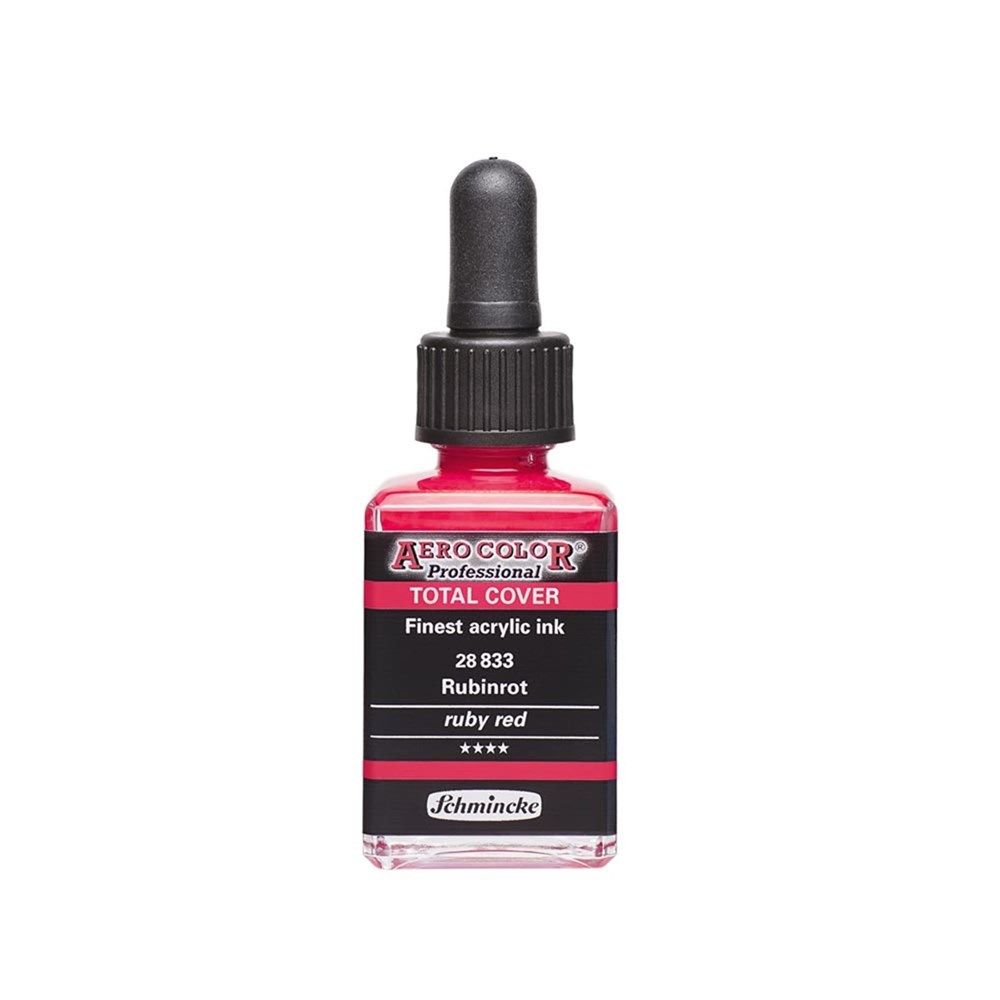 Schmincke Aerocolor Akrilik Mürekkep 28 ml 833 RUBY RED TOTAL COVER