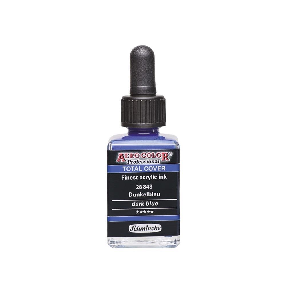 Schmincke Aerocolor Akrilik Mürekkep 28 ml 843 DUNKELBLAU TOTAL COVER