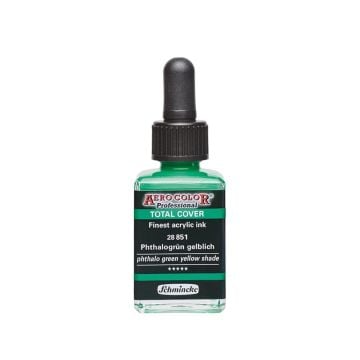 Schmincke Aerocolor Akrilik Mürekkep 28 ml 851 PHTHALOGRÜN GELBLİCH  TOTAL COVER