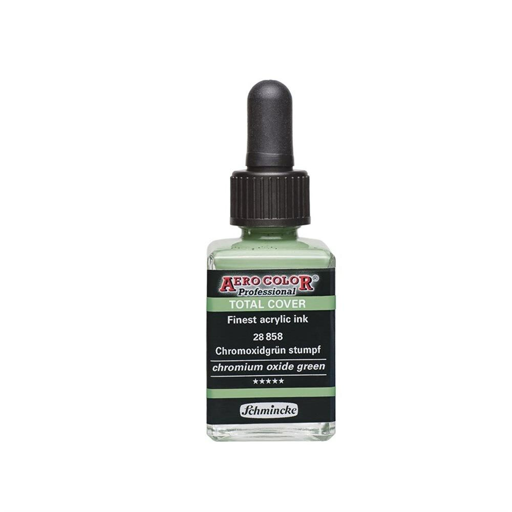 Schmincke Aerocolor Akrilik Mürekkep 28 ml 858 CHROMOXİDGRÜN STUMPF  TOTAL COVER