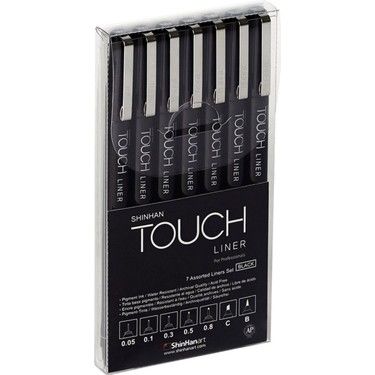 7 Li Siyah Shinhanart Touch Liner Teknik Çizim Kalemleri Seti