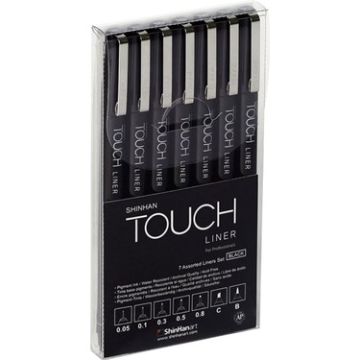 7 Li Siyah Shinhanart Touch Liner Teknik Çizim Kalemleri Seti