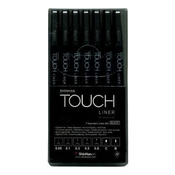 7 Li Siyah Shinhanart Touch Liner Teknik Çizim Kalemleri Seti