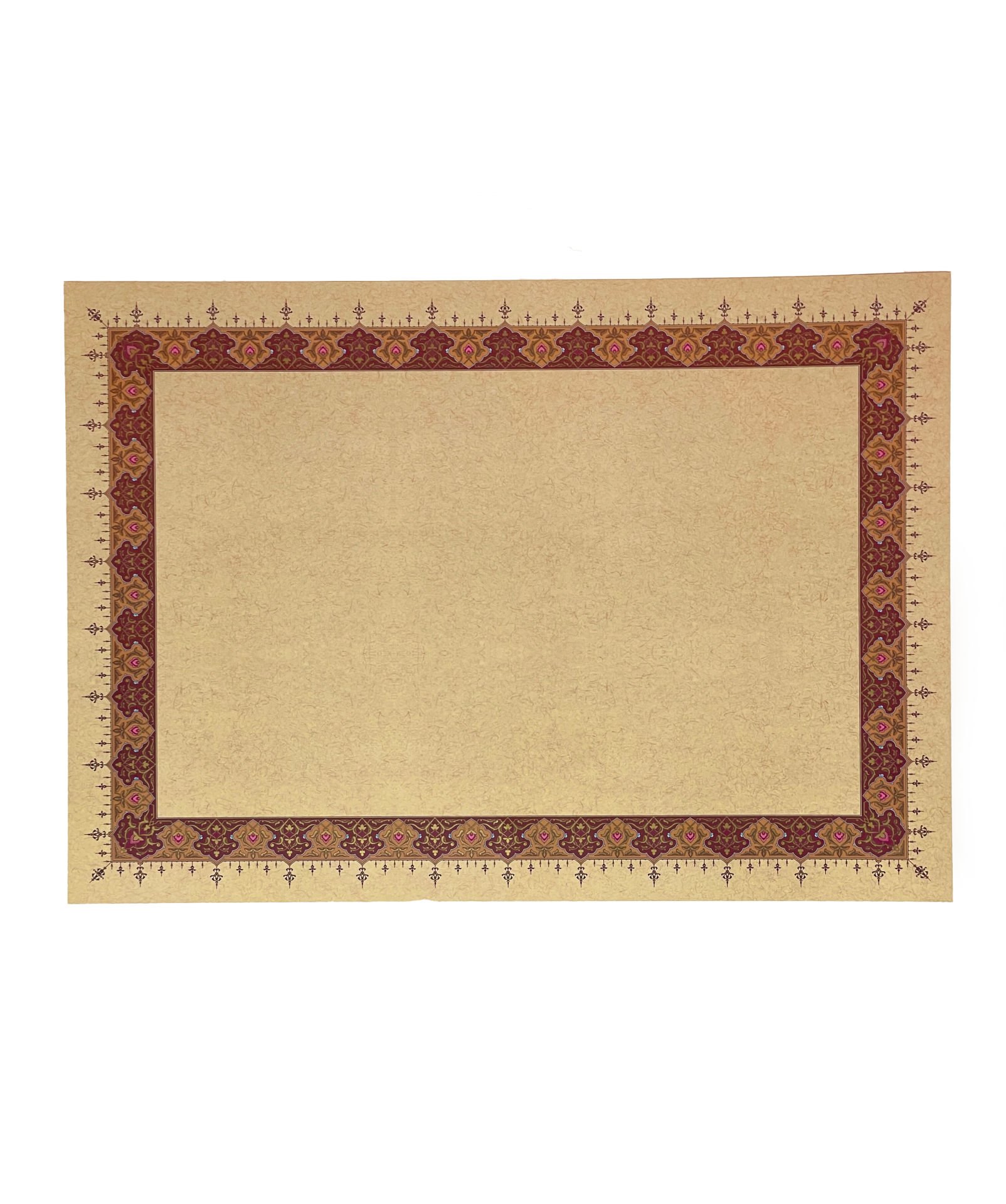 Tezhipli İçi Boş -19 Mohamad Badawi Alktifani 48x68 Cm Tıpkı Basım (BORDO - GOLD YALDIZ)