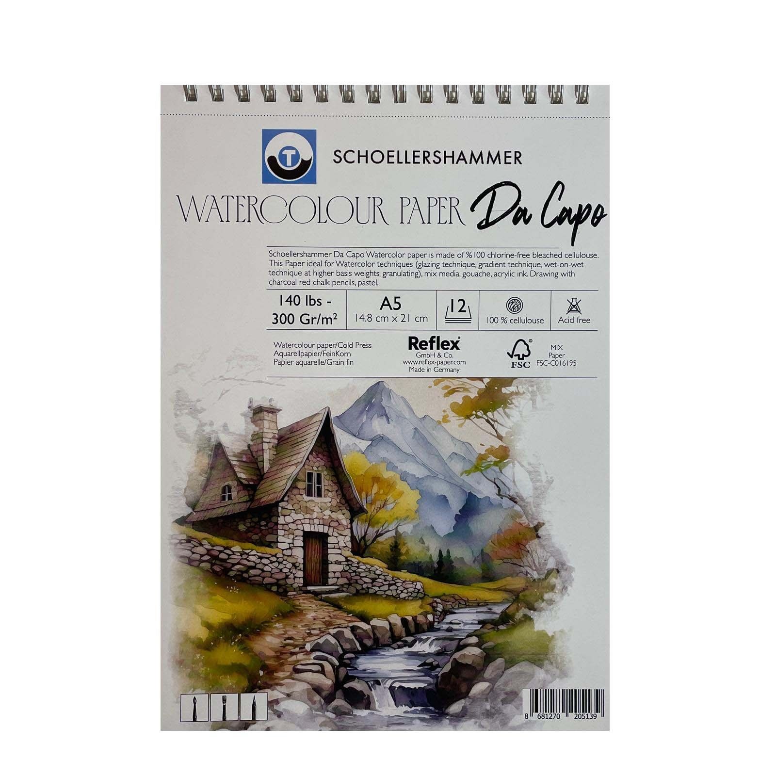 Schoellershammer Da Capo Watercolour Pad 300 gr. A5/12 Yaprak Sulu Boya Defteri