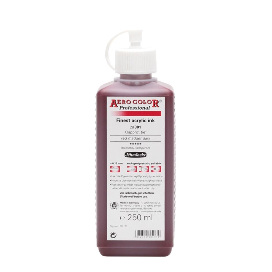 Schmincke Aerocolor Akrilik Mürekkep 250 ml 301 Red Madder Dark