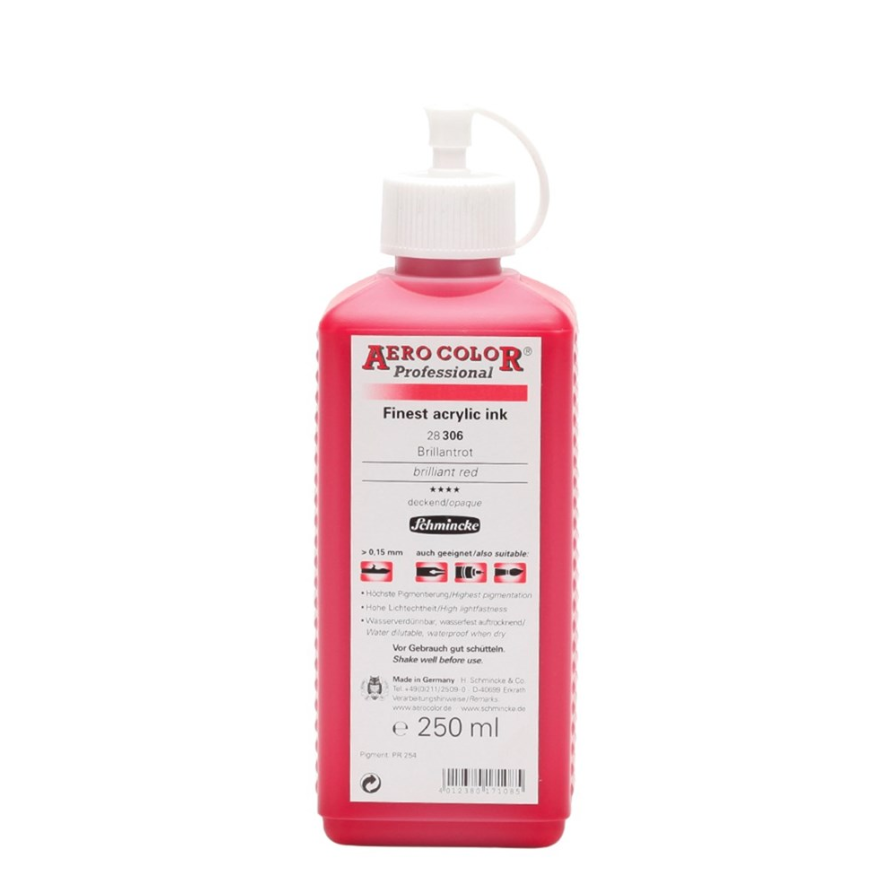 Schmincke Aerocolor Akrilik Mürekkep 250 ml 306 Brilliant Red