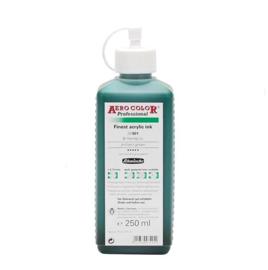 Schmincke Aerocolor Akrilik Mürekkep 250 ml 501 Brilliant Green