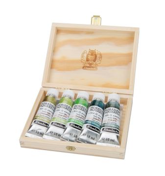Schmincke Horadam Aquarell Ahşap Kutu Artist Sulu Boya Seti Super Granulation Shire Set 5 tüp x 15 ml 74867