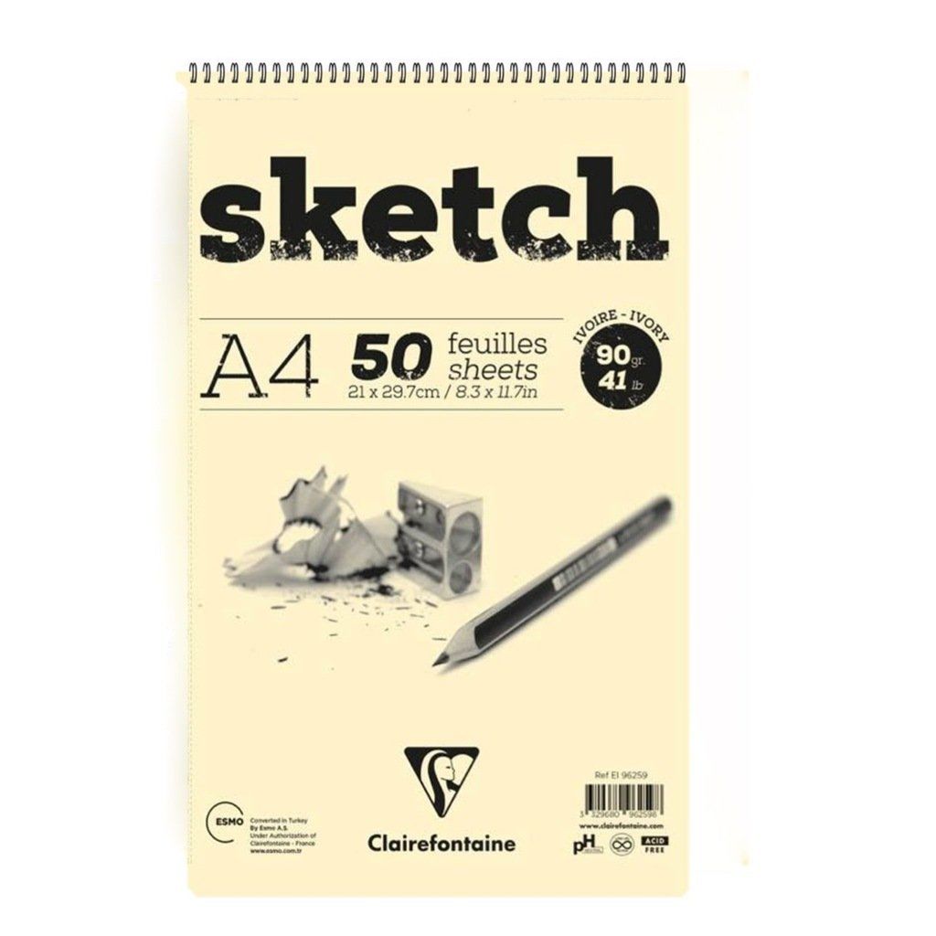 CLAİREFONTAİNE SKETCH ESKİZ A4 90GR 50 YAPRAK ÜSTTEN SPİRALLİ