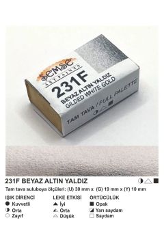 ŞemseArt No: 231F Beyaz Altın Yaldız Tam Tava Sulu Boya