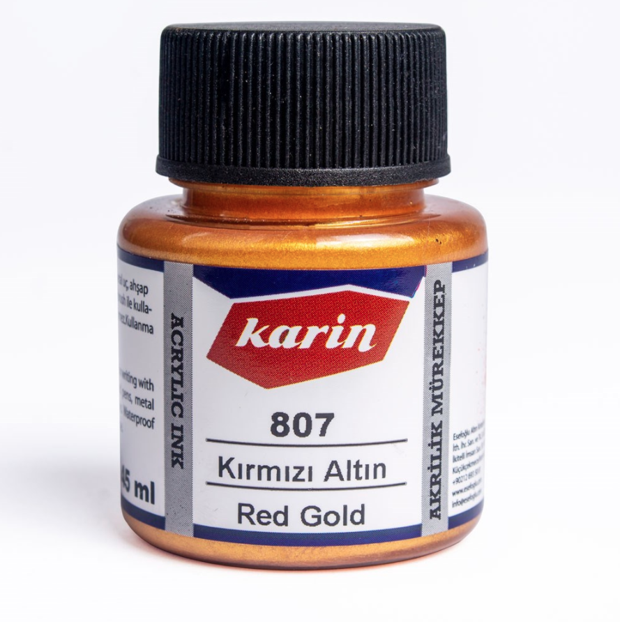 Karin 807 Kırmızı Altın Akrilik Mürekkep 45 ml