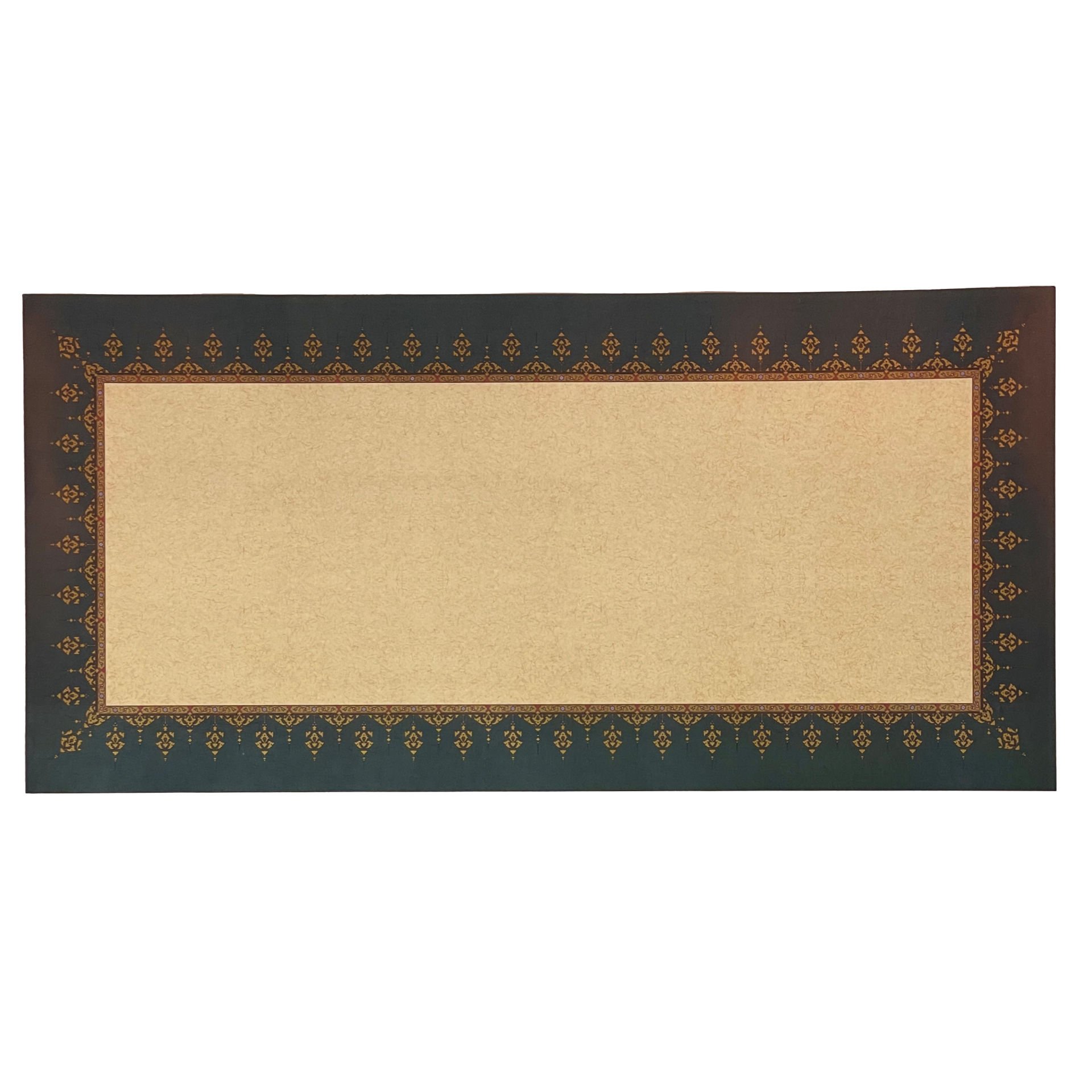 Tezhipli İçi Boş -18 Mohamad Badawi Alktifani 33x68 Cm Tıpkı Basım (KOYU YEŞİL - GOLD YALDIZ)
