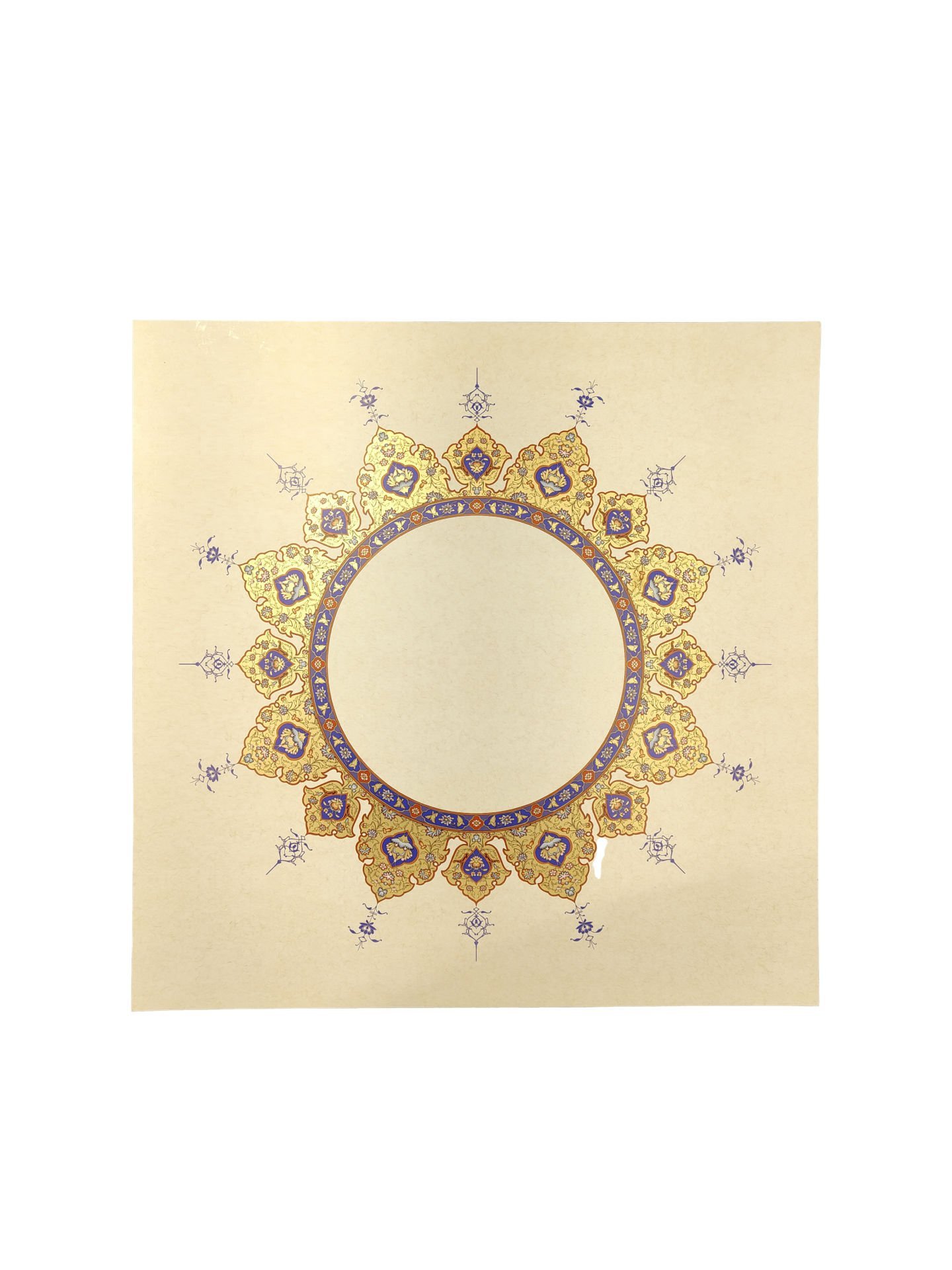 Tezhipli İçi Boş -27 Mohamad Badawi Alktifani 22x22 Cm Tıpkı Basım (COBALT - GOLD YALDIZ - KIRMIZI)
