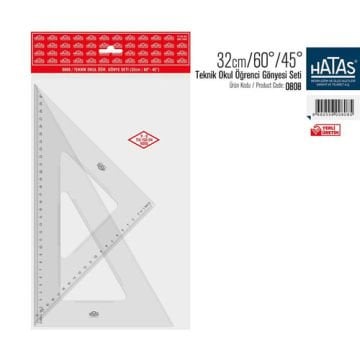 Hatas teknik okul öğrenci gönye seti 32 / 60-45 (0808)