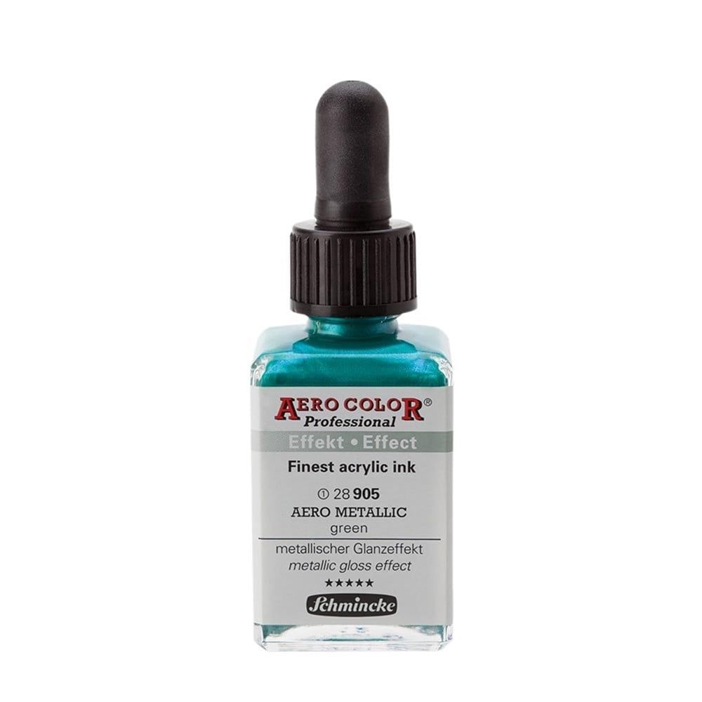 Schmincke Aerocolor Akrilik Mürekkep 28 ml 905 Aero metallic green