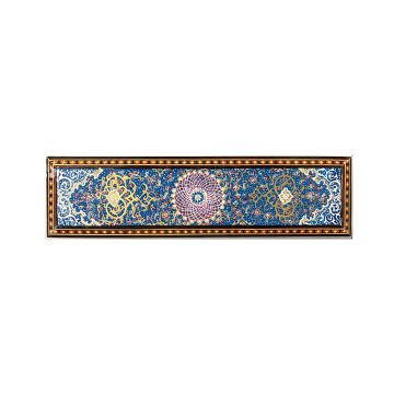 İRAN AHŞAP KALEMLİK SEDEF KAKMA Sarmal Motifli Mavi Desenli 30 CM