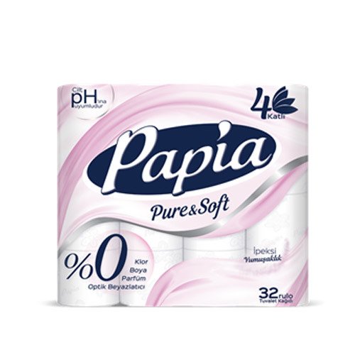 Papia Pure & Soft 4 Katlı Tuvalet Kağıdı 32li