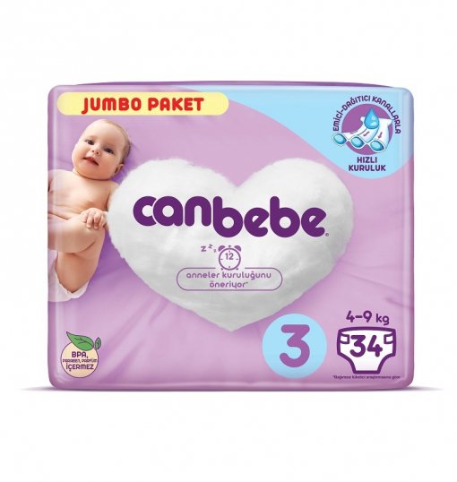 Canbebe 3 No Jumbo Paket 34'lü