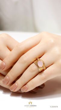 Pembe Topaz Taşlı Otantik Yüzük