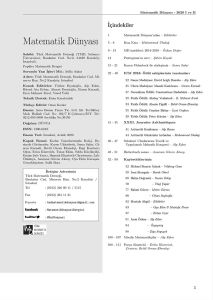 Matematik Dünyası Dergisi Sayı: 108-109 Yıl:2020