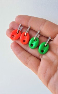 Neon Düğme Küpe