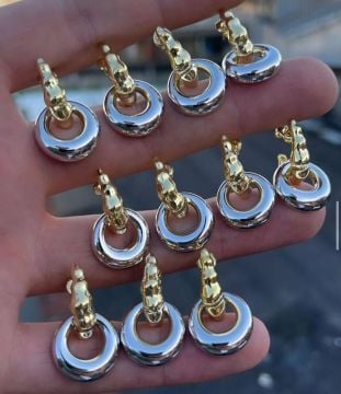 İki Renkli Bombel Küpe