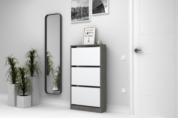 Dmodül Space Ayakkabılık Dolabı 65 cm Retro Gri Beyaz