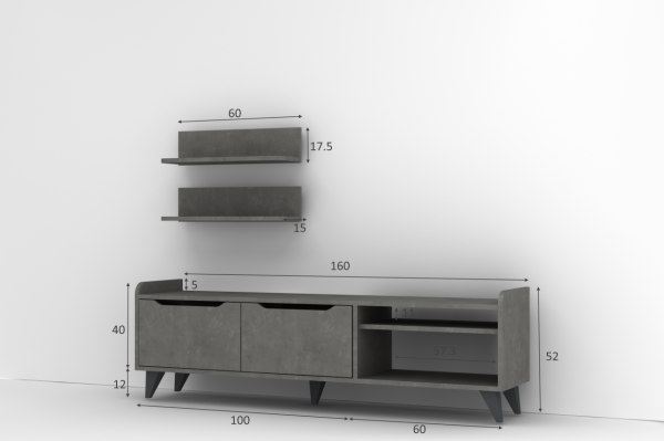 Dmodül Doruk Tv Ünitesi 160 cm Retro Gri