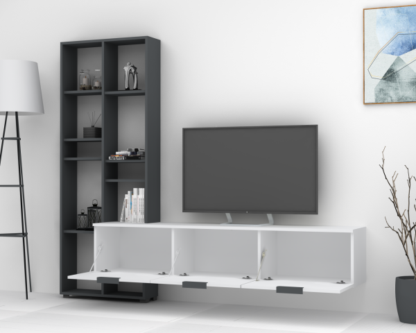 Dmodül Softline-M4  Tv Ünitesi 215 cm Gri Beyaz