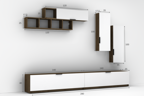Dmodül Dona Tv Ünitesi 280 cm Ceviz/Beyaz