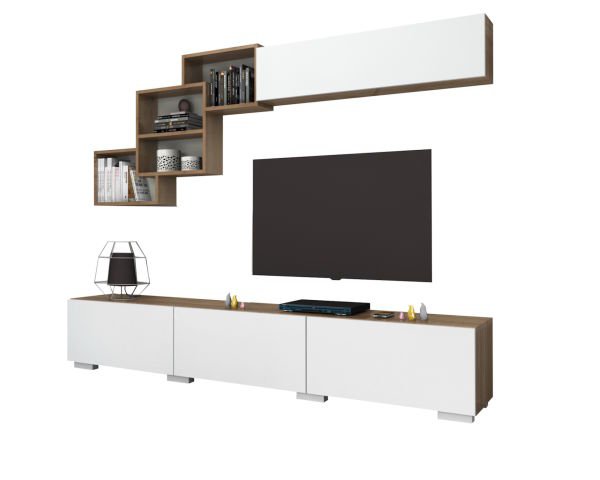 Dmodül Fly Tv Ünitesi 210 cm Ceviz/Beyaz