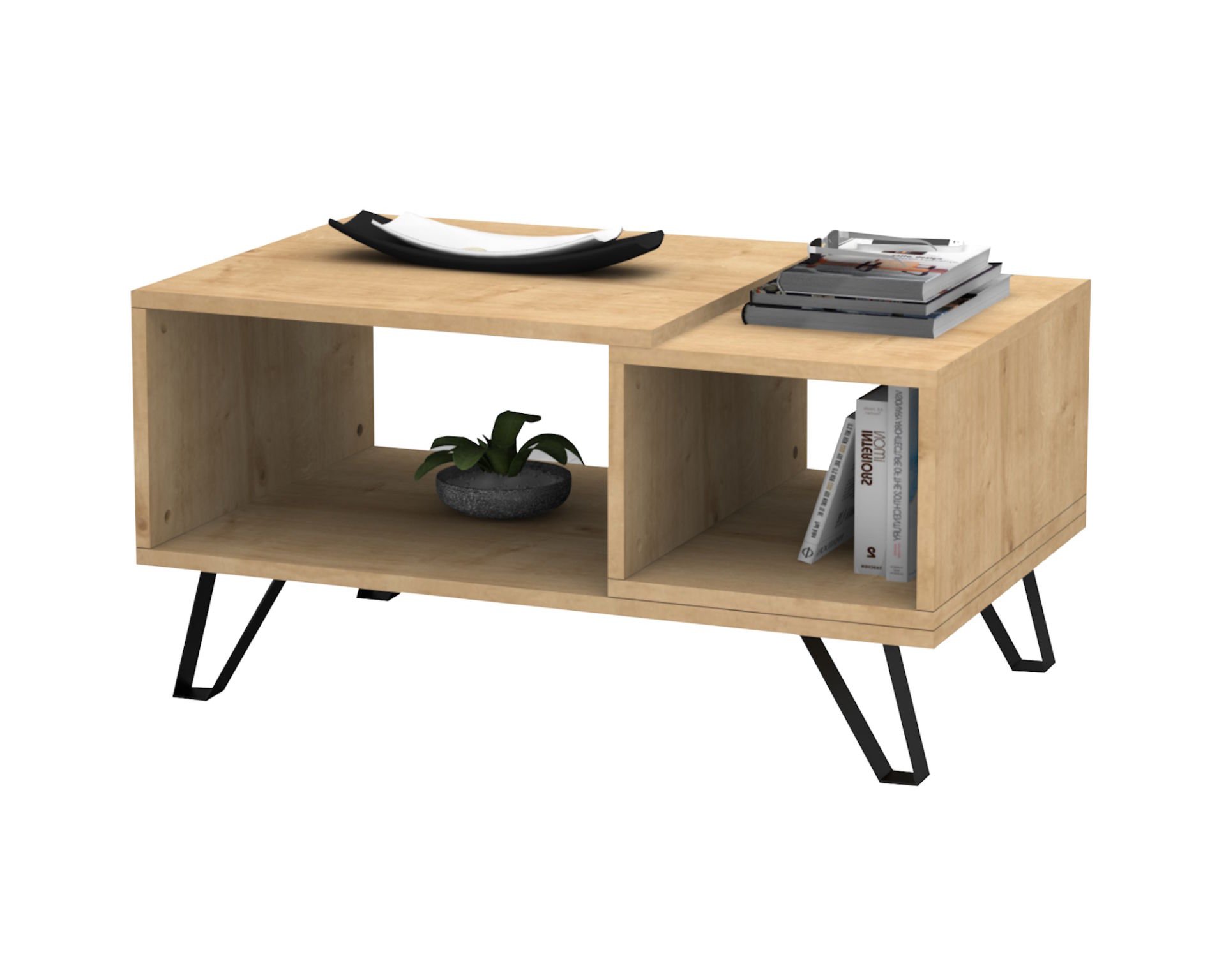 Dmodül Metal Ayaklı Otto Orta Sehpa Meşe 90cm