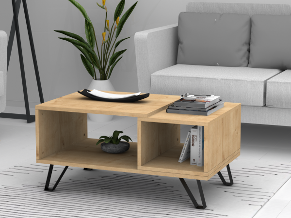 Dmodül Metal Ayaklı Otto Orta Sehpa Meşe 90cm