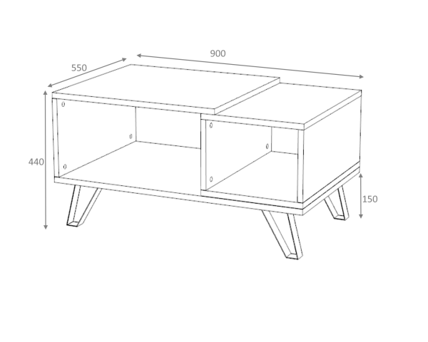 Dmodül Metal Ayaklı Otto Orta Sehpa Meşe 90cm