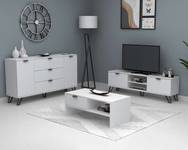 Dmodül Touch Tv Ünitesi 160 cm Beyaz Metal Ayaklı