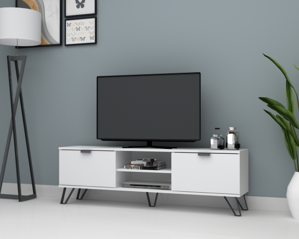 Dmodül Touch Tv Ünitesi 160 cm Beyaz Metal Ayaklı
