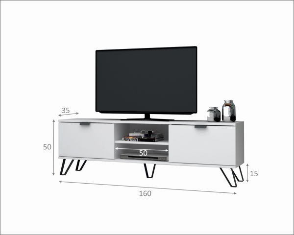 Dmodül Touch Tv Ünitesi 160 cm Beyaz Metal Ayaklı