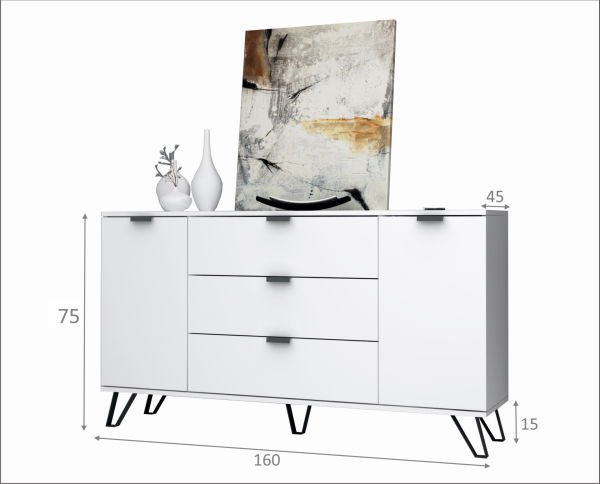 Dmodül Touch Konsol Çok Amaçlı Dolap 160 cm Beyaz