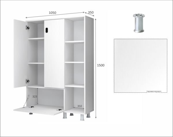 Dmodül Galaxy Çok Amaçlı Dolap 105cm Beyaz