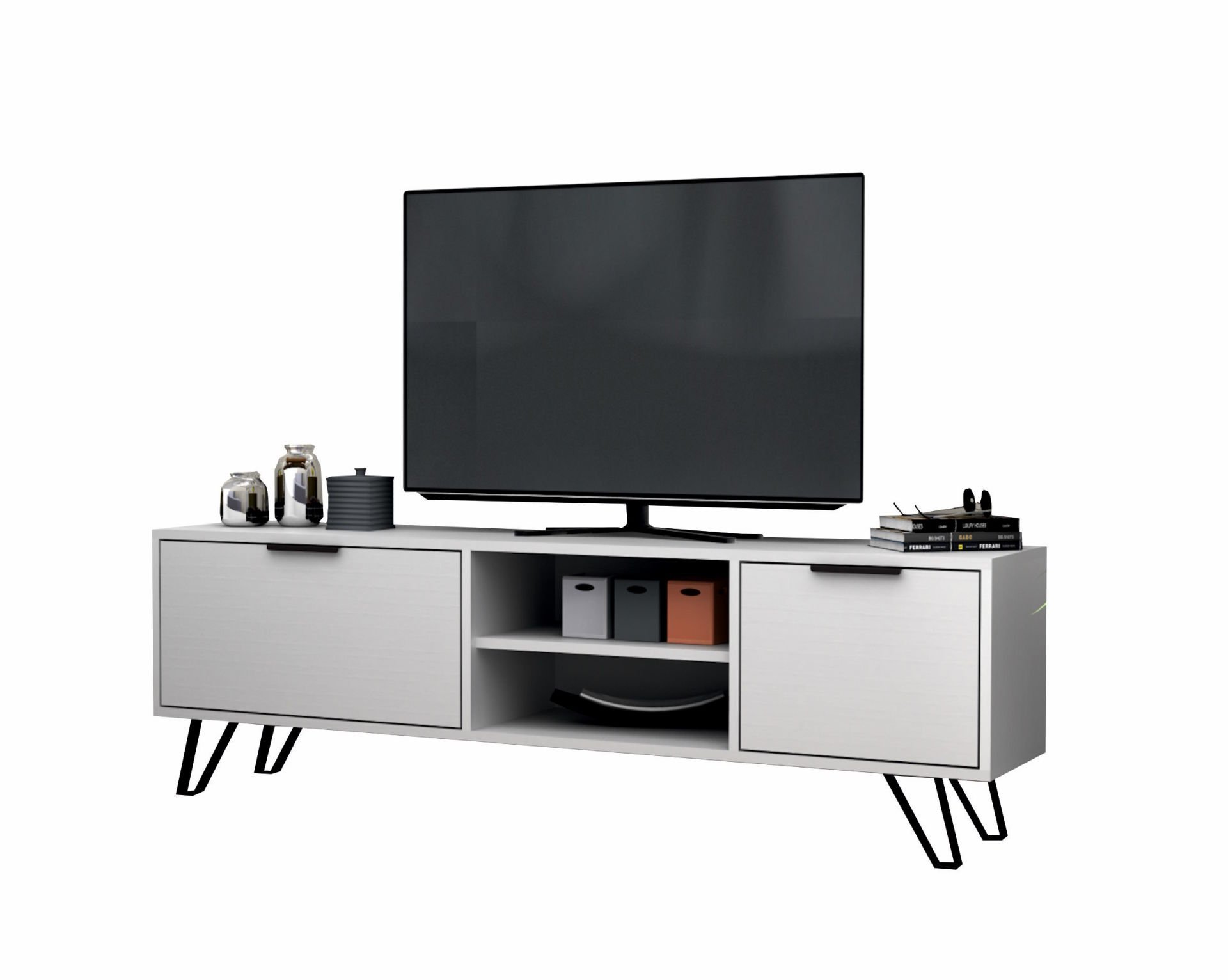 Kaster Tv Ünitesi 170 cm Beyaz Metal Ayaklı