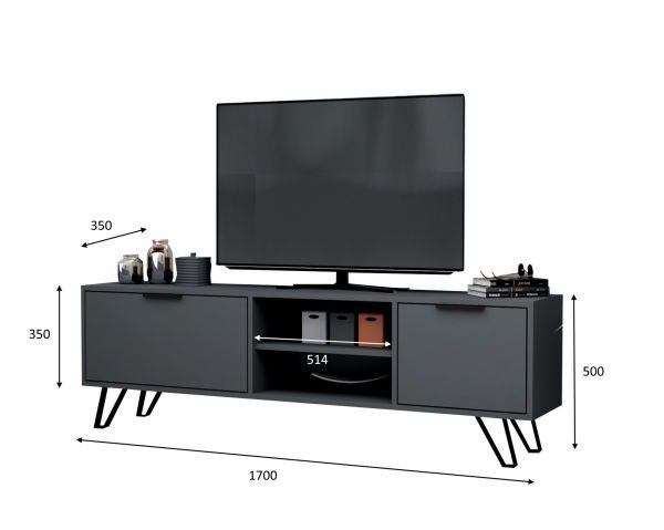 Kaster Tv Ünitesi 170 cm Gri Metal Ayaklı