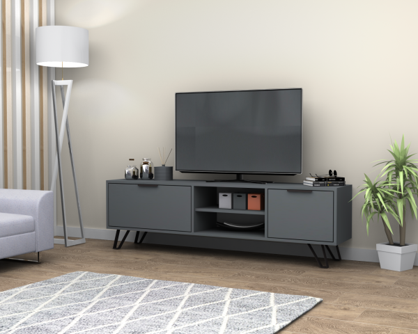 Kaster Tv Ünitesi 170 cm Gri Metal Ayaklı